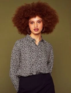 Kiabi Femme - Chemisier Fluide Fleuri - Noir - Drest