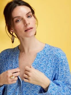 Kiabi Femme - Chemisier Imprimé Fantaisie - Bleu - Drest -Pas Cher Mode Séduisante Magasin chemisier imprime fantaisie bleu zs594 1 frb3