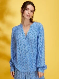 Kiabi Femme - Chemisier Imprimé Fantaisie - Bleu - Drest -Pas Cher Mode Séduisante Magasin chemisier imprime fantaisie bleu zs594 1 frb5