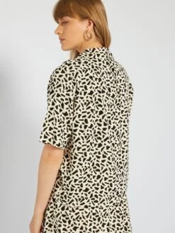 Kiabi Femme - Chemisier Manches Courtes à Motif -BEIGGEOPO - Drest -Pas Cher Mode Séduisante Magasin chemisier manches courtes a motif blanc acw57 1 frb4