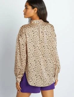 Kiabi Femme - Chemisier Satiné à Manches Longues - ACAL - Drest -Pas Cher Mode Séduisante Magasin chemisier satine a manches longues beige aee25 5 frf4