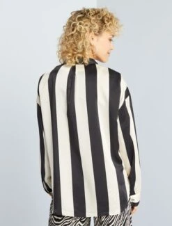 Pas Cher Mode Séduisante Magasin -Pas Cher Mode Séduisante Magasin chemisier satine a manches longues noirblanc aee25 3 frf3