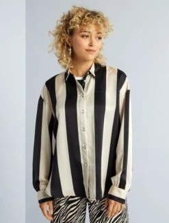 Kiabi Femme - Chemisier Satiné à Manches Longues - BLACWHIST - Drest