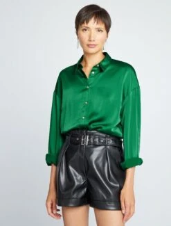 Pas Cher Mode Séduisante Magasin -Pas Cher Mode Séduisante Magasin chemisier satine a manches longues vert aee25 8 frf1