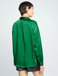 Kiabi Femme - Chemisier Satiné à Manches Longues - VERT HUNTE - Drest -Pas Cher Mode Séduisante Magasin chemisier satine a manches longues vert aee25 8 frf3