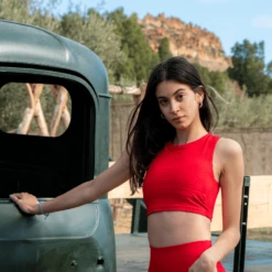 Guya Gang Femme - Crop Tank Ruche Rouge - Drest