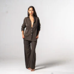 Guya Gang - Large Linen Pants - Kaki - Drest -Pas Cher Mode Séduisante Magasin fall collection 292 1