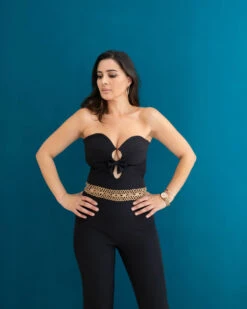 VELVET Femme - Combinaison En Crêpe Noir Bustier Avec Ceinture - Drest -Pas Cher Mode Séduisante Magasin image00002 1 scaled 1