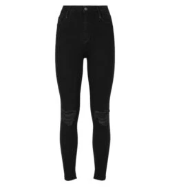 New Look Jean Noir Super Skinny à Taille Haute Déchiré - Drest -Pas Cher Mode Séduisante Magasin jean super skinny hallie noir dechire 5
