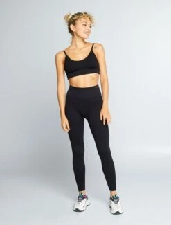 Kiabi Femme - Legging De Sport En Maille Côtelée - Noir - Drest