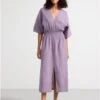 Lindex Femme - Robe Longue à Manches Courtes - Moody Lilac - Drest