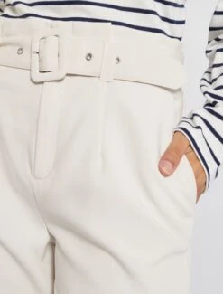 Kiabi Femme - Pantalon Carotte Avec Ceinture - Blanc Calcaire - Drest -Pas Cher Mode Séduisante Magasin pantalon carotte avec ceinture blanc calcaire zk555 1 frf4