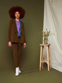 Kiabi Femme - Pantalon Cigarette à Taille Haute - Marron - Drest