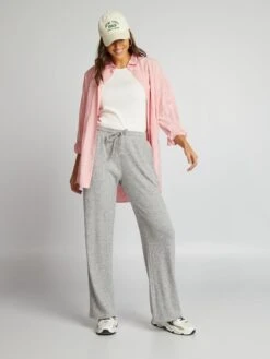 Kiabi Femme - Pantalon En Maille Avec Lien De Serrage - GRIS CHIN - Drest