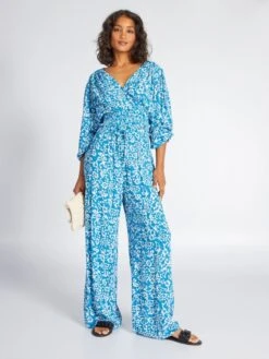 Kiabi Femme - Pantalon Large à Motifs - BLEU MEDIT - Drest