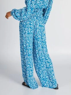 Kiabi Femme - Pantalon Large à Motifs - BLEU MEDIT - Drest -Pas Cher Mode Séduisante Magasin pantalon large a motifs bleu and07 1 frb3
