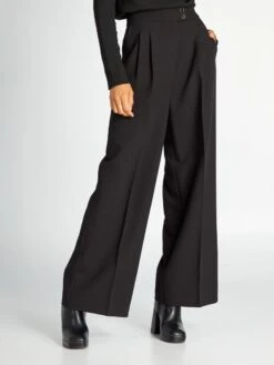 Kiabi Femme - Pantalon Large à Taille Haute - Noir - Drest -Pas Cher Mode Séduisante Magasin pantalon large a taille haute noir ajj43 1 frb3