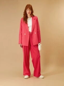 Kiabi Femme - Pantalon Large En Lin - Rose - Drest