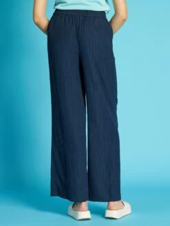 Kiabi Femme - Pantalon Large En Maille Reliefée - Bleu Foncé - Drest -Pas Cher Mode Séduisante Magasin pantalon large en maille reliefee bleu fonce anc95 1 frb3