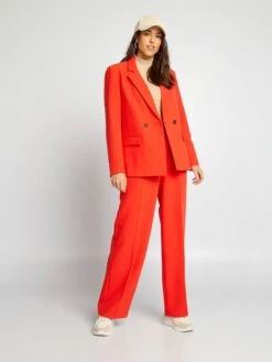 Kiabi Femme - Pantalon Regular En Twill - ROUGE FIRE - Drest