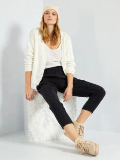 Kiabi Femme - Pantalon Regular En Twill Type Jogging - Noir - Drest