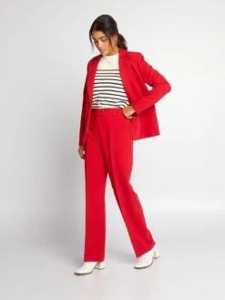 Kiabi Femme - Pantalon Taille Haute - SAVVY_RED - Drest -Pas Cher Mode Séduisante Magasin pantalon taille haute rouge ajj42 1 frb6