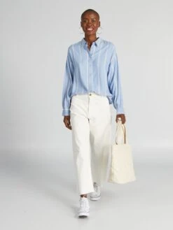 Kiabi Femme - Pantalon Wide Leg Cropped - BLANC MARS - Drest