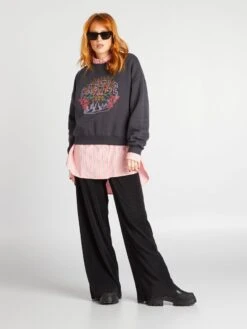 Kiabi Femme - Pantalon Wide Leg En Maille Plissée - Noir - Drest