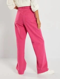 Kiabi Femme - Pantalon Wide Leg Taille Haute - ROSE POURP - Drest -Pas Cher Mode Séduisante Magasin pantalon wide leg taille haute rose indien zr680 3 frb3