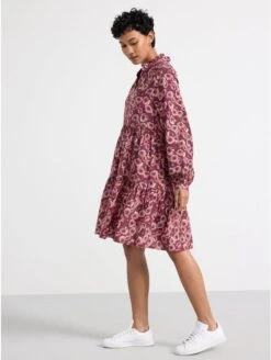Lindex Femme - Robe à Manches Longues à Volants - Dark Pink - Drest -Pas Cher Mode Séduisante Magasin pink tiered long sleeve dress 2
