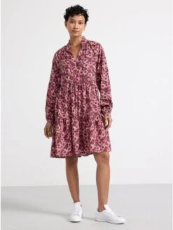 Lindex Femme - Robe à Manches Longues à Volants - Dark Pink - Drest