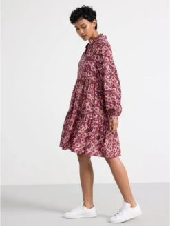 Lindex Femme - Robe à Manches Longues à Volants - Dark Pink - Drest -Pas Cher Mode Séduisante Magasin pink tiered long sleeve dress 3
