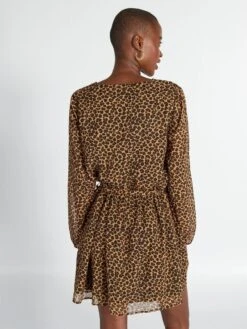 Kiabi Femme - Robe à Motif Avec Ceinture à Nouer - Beige - Drest -Pas Cher Mode Séduisante Magasin robe a motif avec ceinture a nouer beige adz80 4 frb3