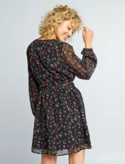 Kiabi Femme - Robe à Motif Avec Ceinture à Nouer - Noir Fleuri - Drest -Pas Cher Mode Séduisante Magasin robe a motif avec ceinture a nouer noir fleuri adz80 1 frf3