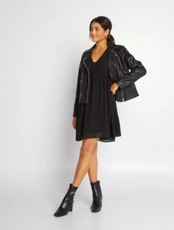 Kiabi Femme - Robe Courte à Plumetis - REAL BLACK - Drest