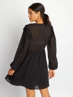 Kiabi Femme - Robe Courte à Plumetis - REAL BLACK - Drest -Pas Cher Mode Séduisante Magasin robe courte a plumetis noir aoa57 1 frf3