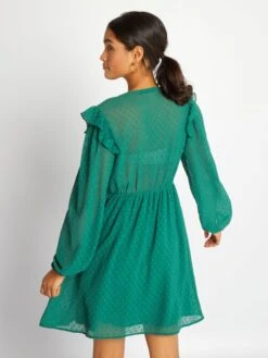 Kiabi Femme - Robe Courte à Plumetis - VERT HUNTE - Drest -Pas Cher Mode Séduisante Magasin robe courte a plumetis vert aoa57 3 frb3