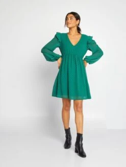 Kiabi Femme - Robe Courte à Plumetis - VERT HUNTE - Drest -Pas Cher Mode Séduisante Magasin robe courte a plumetis vert aoa57 3 frb4