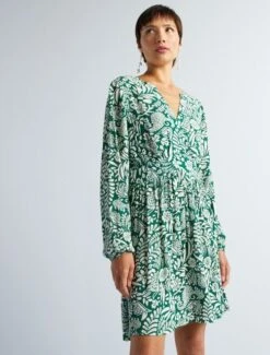 Kiabi Femme - Robe Courte En Crépon - Vert - Drest