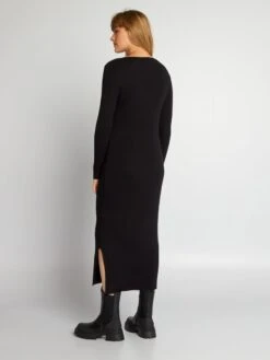Kiabi Femme - Robe En Maille Côtelée - REAL BLACK - Drest -Pas Cher Mode Séduisante Magasin robe en maille cotelee noir adz79 1 frb3