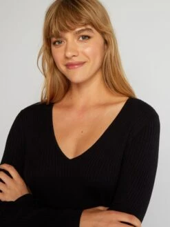 Kiabi Femme - Robe En Maille Côtelée - REAL BLACK - Drest -Pas Cher Mode Séduisante Magasin robe en maille cotelee noir adz79 1 frb4