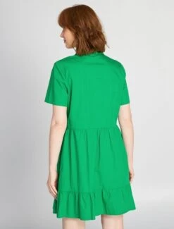 Kiabi Femme - Robe En Popeline Avec Broderies - VERT BEAN - Drest -Pas Cher Mode Séduisante Magasin robe en popeline avec broderies vert arr96 2 frf4