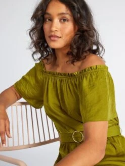 Pas Cher Mode Séduisante Magasin -Pas Cher Mode Séduisante Magasin robe midi avec col bardot vert adz70 5 frb2