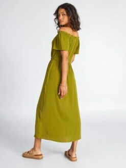 Kiabi Femme - Robe Midi Avec Col Bardot - VERT FIRGR - Drest -Pas Cher Mode Séduisante Magasin robe midi avec col bardot vert adz70 5 frb4