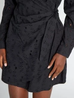 Kiabi Femme - Robe Portefeuille En Broderie Anglaise - Noir - Drest -Pas Cher Mode Séduisante Magasin robe portefeuille en broderie anglaise noir axz55 1 frb4