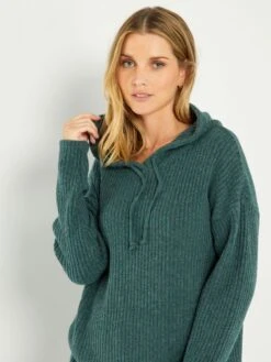 Kiabi Femme - Robe Pull à Capuche En Rib - ME_VERTSAP - Drest -Pas Cher Mode Séduisante Magasin robe pull a capuche en rib vert tilleul aeq69 2 frb3
