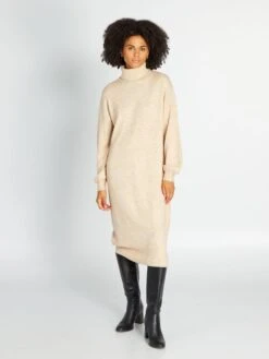 Kiabi Femme - Robe Pull Col Montant - BEIGASSAMP - Drest