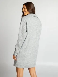 Kiabi Femme - Robe Pull En Maille Pointelle Avec Col Camionneur - GREYCHINE - Drest -Pas Cher Mode Séduisante Magasin robe pull en maille pointelle avec col camionneur gris aun41 1 frb4