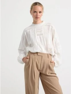 Lindex Femme - Chemisier Avec Dentelle - Off White - Drest